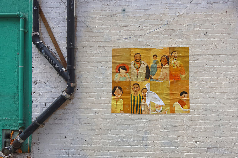paste up of illustrations of Asian community