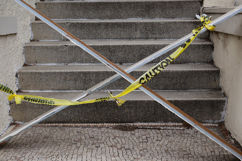 stair barrier and caution tape