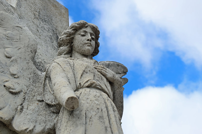 hand missing on angel statue