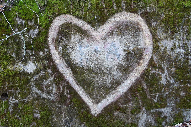 heart in mossy wall