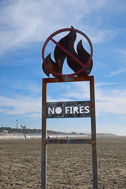 No fires sign on beach