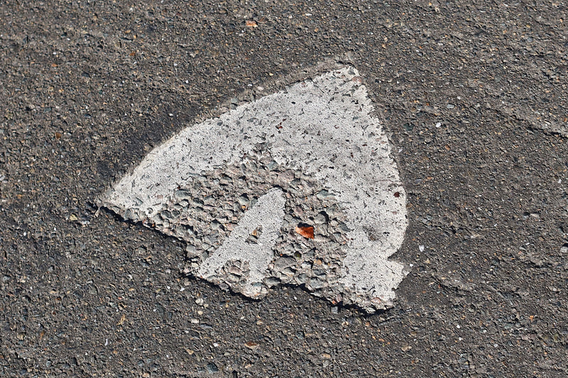 letter A on pavement