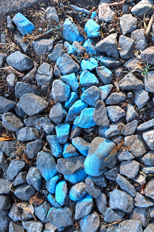 rocks painted blue