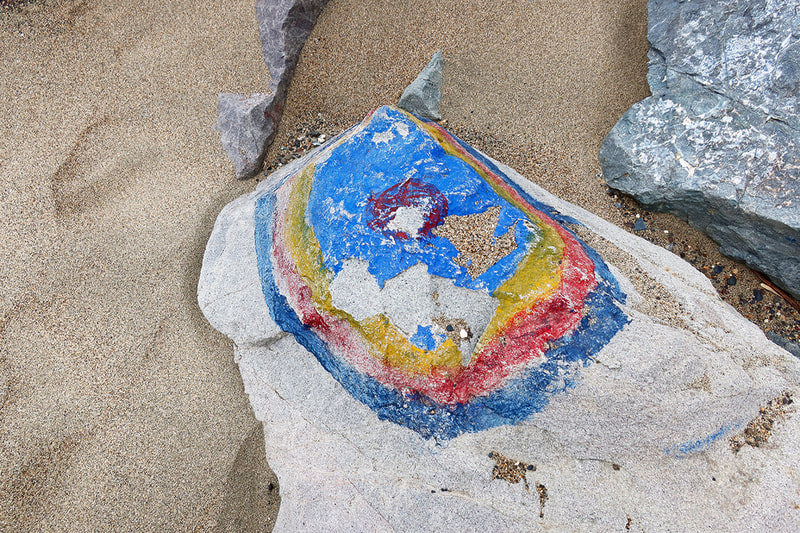 target painting on rock