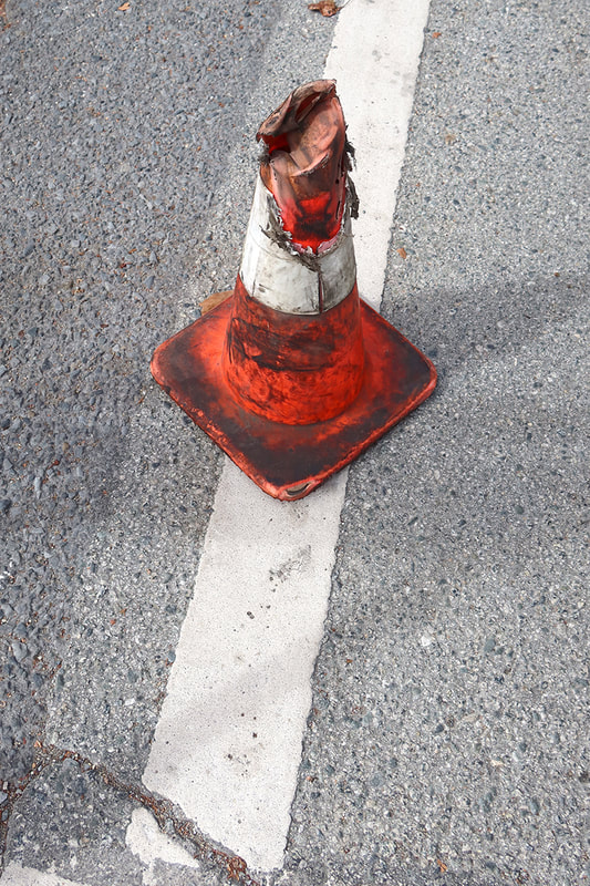 beat up safety cone